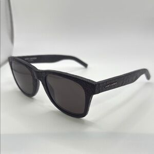Saint Laurent Black Wayfarer Ace Crocodile Leather Sunglasses
